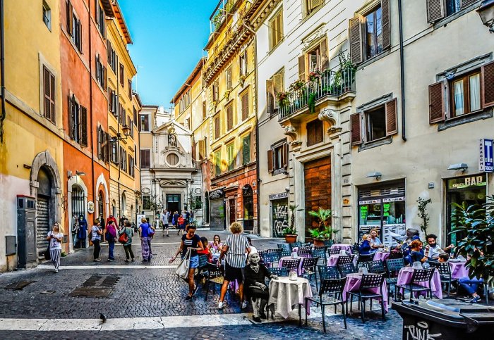 Italy Old Age Rome Piazza Cafe Woman Square